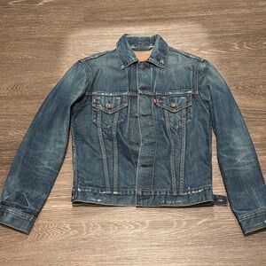 Made In USA Selvedge Levi Trucker Jacket Men’s Size Small Distressed Blue